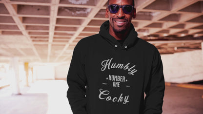 Humbly Cocky Classic Hoodie (Black w/White design)